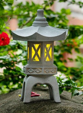 户外防水日式f覆古树脂太阳能灯庭院草坪花园装饰别墅造景落地摆