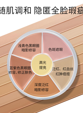 歌剧魅影6色遮瑕膏脸部遮瑕痘印斑点遮盖泛红提亮滋润遮瑕盘40g