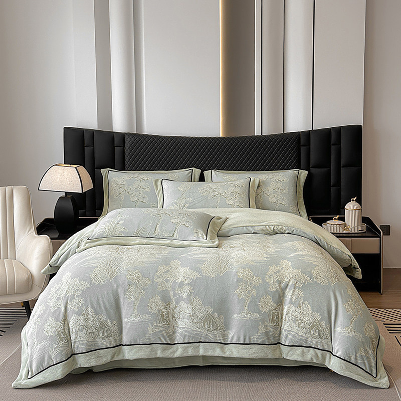 2025新款高克重牛奶绒双色雕花四件套高级感加厚保暖床单床笠款,淘宝优惠券,粉丝福利购,淘宝优惠卷