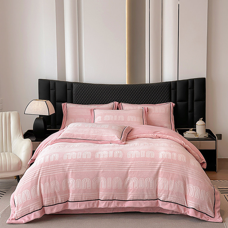 2025新款高克重牛奶绒双色雕花四件套高级感加厚保暖床单床笠款,淘宝优惠券,粉丝福利购,淘宝优惠卷