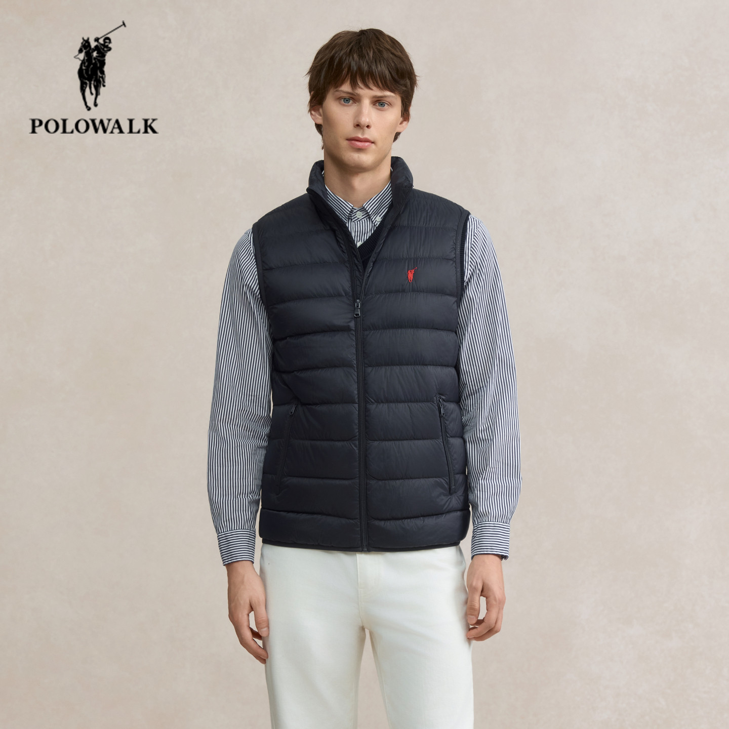 POLOWALK男士立领羽绒马甲2025冬季新款保罗男装百搭纯色保暖背心,淘宝优惠券,粉丝福利购,淘宝优惠卷