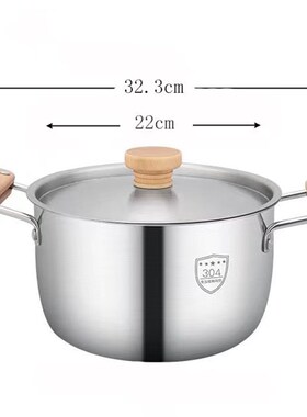 模型房厨房锅装饰l品木制手柄不锈钢简单现代平底底汤锅集家软装