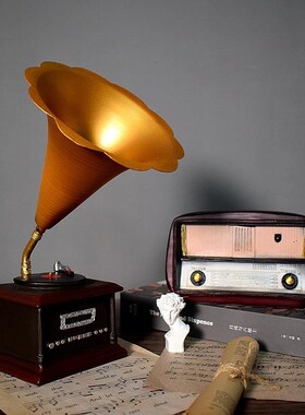 覆古摆件老式留声机收音机模型拍照道具酒吧柜创意家Y居装饰品摆