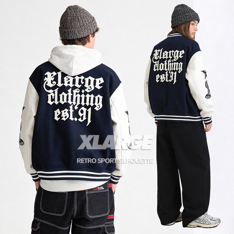 XLARGE美式高街棒球服外套2025年秋冬新款男女学院风夹克刺绣工艺,淘宝优惠券,粉丝福利购,淘宝优惠卷