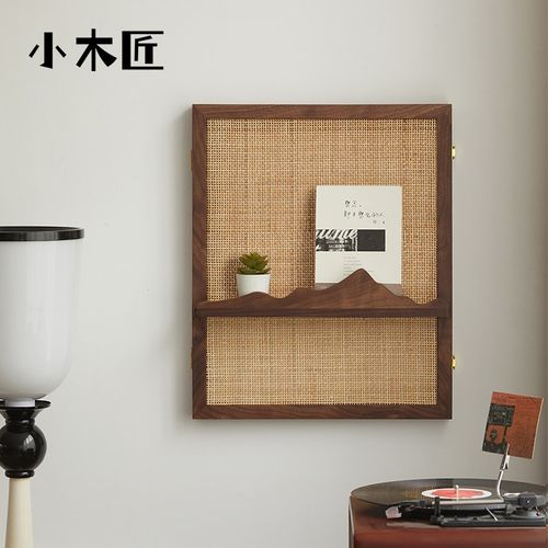 定制黑胡桃藤编电表箱遮丑神器电闸箱遮挡装饰配电箱遮挡置物架 - 图0