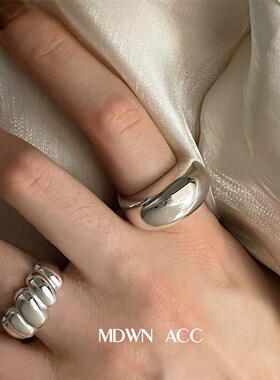 【知偶】重工面包几何戒q指女复古时尚个性S925银开口指环嘻哈网