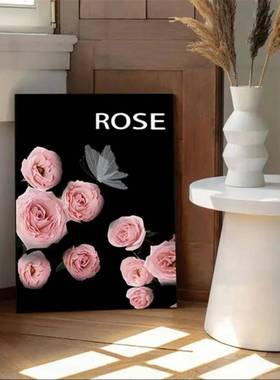 蝴蝶玫瑰ins风装饰画卧室客厅鞋柜玄关梳妆台艺术个性摆件带护角