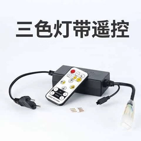 led三色变光灯带遥控双排插头5730家装吊顶220v智能单色控制器 - 图0