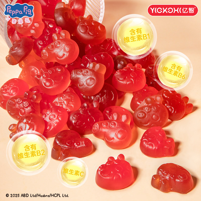 亿智小猪佩奇联名年货元宝造型QQ糖礼盒维生素营养解馋软糖小零食,淘宝优惠券,粉丝福利购,淘宝优惠卷