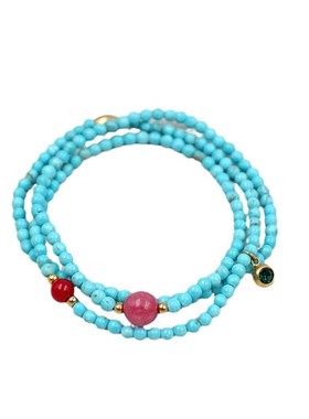 极细3mm优化小绿松石手链双层叠戴迷你小珠弹力绳手串民族风配饰