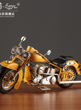 复古怀旧哈雷摩托车客厅电视柜酒柜仿真铁艺车模型家居装饰品摆件