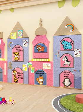 毛毡板展示墙面贴走廊文化装饰幼儿园环创主题成品托管班形象照片