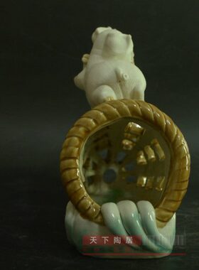 石湾公仔猪笼入水陶瓷招财小猪摆件创意家居装饰品电视柜摆设礼品