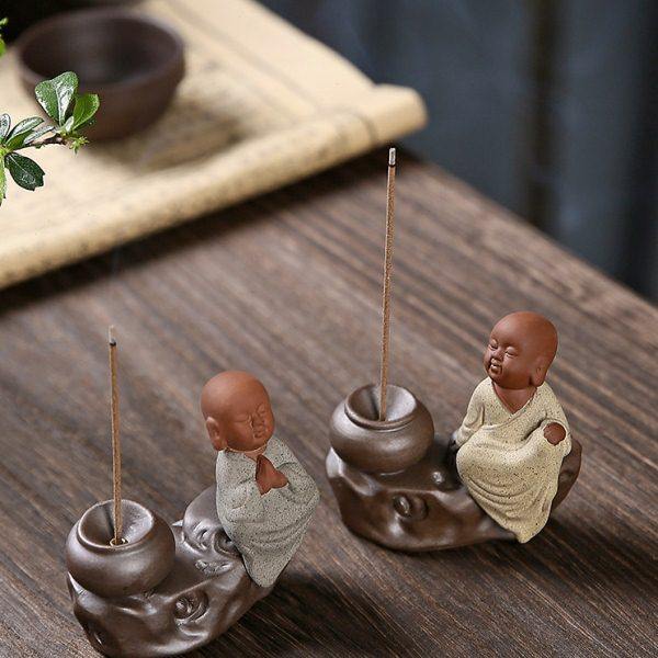 禅意紫砂小和尚香插香炉家用室内创意檀香香托香座香薰炉点香摆件,淘宝优惠券,粉丝福利购,淘宝优惠卷