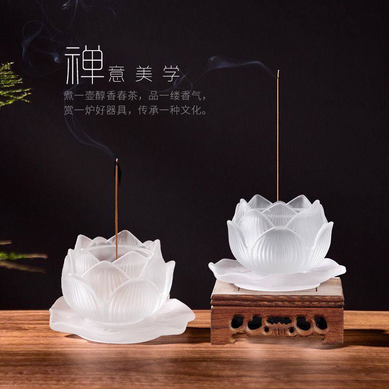 线香插琉璃莲花香炉家用香薰座檀香茶道香托室内中式禅意香架摆件,淘宝优惠券,粉丝福利购,淘宝优惠卷