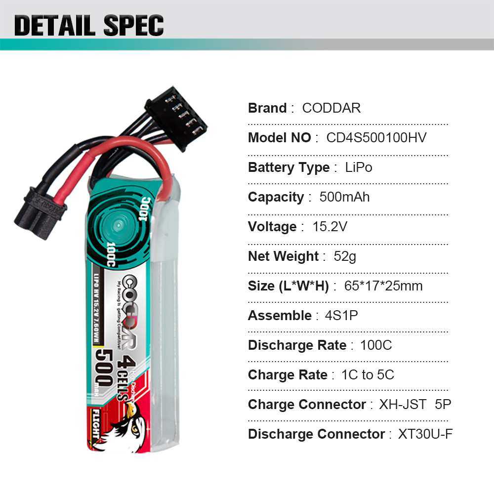 鹰氪CODDAR 500MAH 4S 15.2V 100C HV高倍率锂电池室内飞机LIPO - 图1