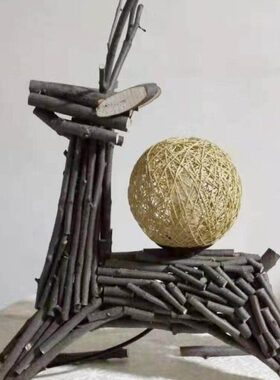 禅意田园家居民宿茶室客厅宾馆一路攀登创意个性木质树枝台灯摆件