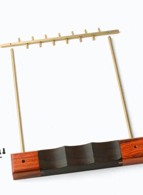 轻奢黄铜木质笔架毛笔挂 创意展示架工艺品 新中式办公室书桌摆件