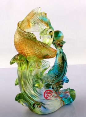 琉璃欢喜有余鱼摆件工艺品时尚创意家居装饰朋友同事结婚礼品礼物
