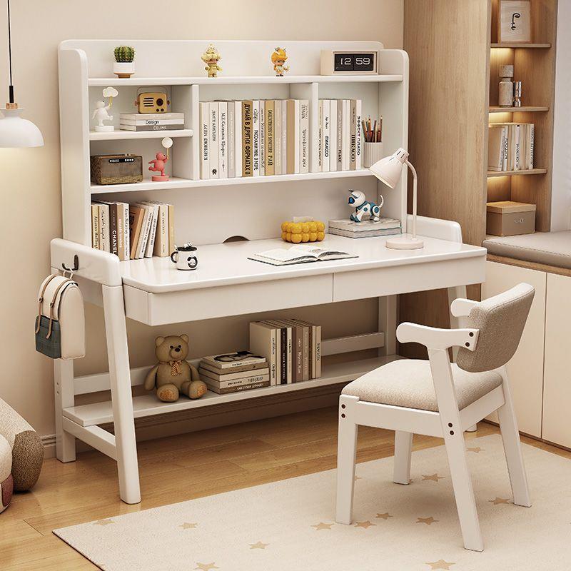 电脑桌办公桌升降实木简约现代儿童书桌学习桌书桌带书架卧室家用 - 图2