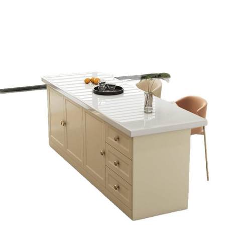 轻奢吧台家用厨房岛台餐桌置物料理柜操作烘焙台开放式中岛台 - 图3