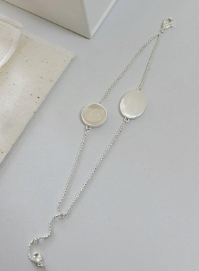 S925纯银冷淡风双圆素圈细手链女
