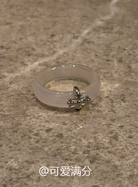 S925纯银清冷感鸢尾花素圈戒指女