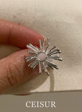 S925纯银不掉色烟花镂空戒指小众