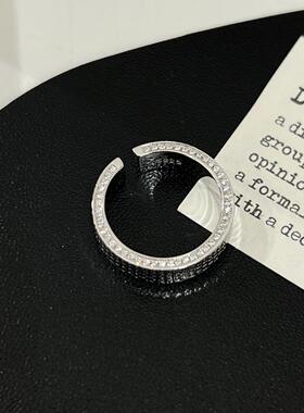 S925纯银清冷感碎冰冰戒指女小众