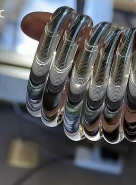 中古风银色猫眼拉丝素圈手镯小众