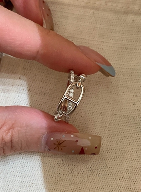 S925纯银交叉猪鼻子设计感戒指女