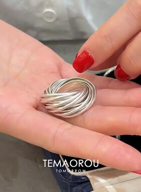 S925纯银多层环绕细圈戒指女独特