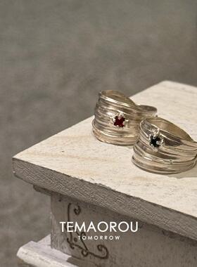 清冷感丝带打结仿钻宽口戒指小众