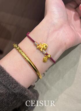 古法金色拉丝小马手链女2025新款