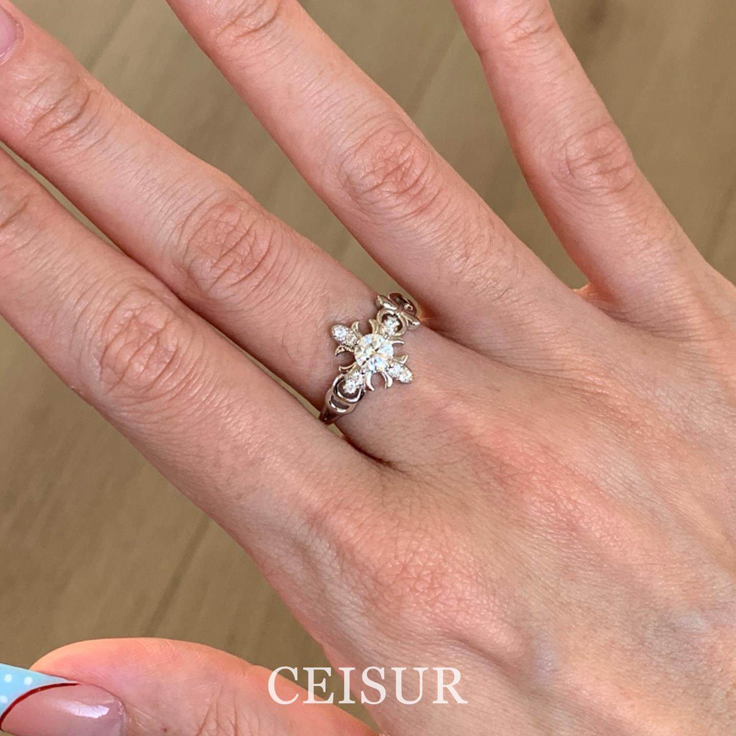 S925 sterling silver cross star diamond ring niche design light