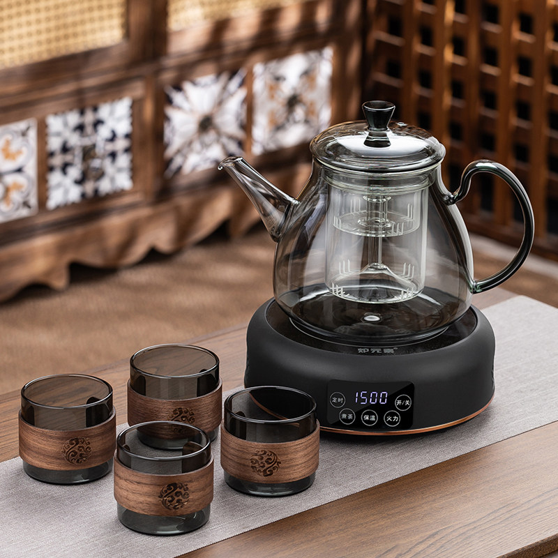 Full glass steam cooking teapot household heat-resistant health pot new teapot electric pot electric pot stove complete set tea set