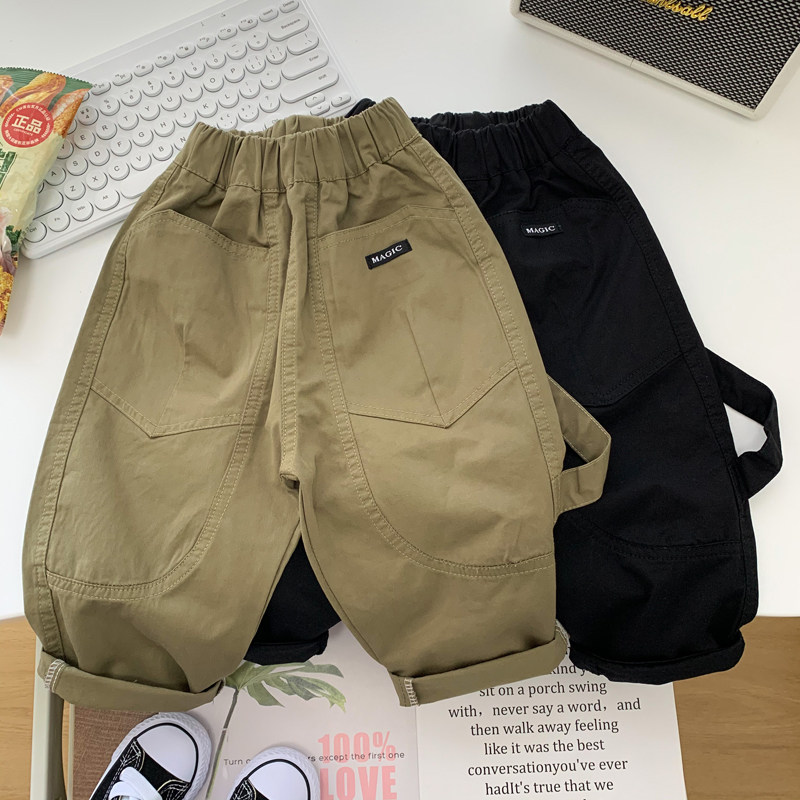 男童休闲裤春装新款2023儿童帅气工装裤小童宽松春秋棉布哈伦裤潮,淘宝优惠券,粉丝福利购,淘宝优惠卷