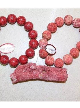 印尼红色珠母贝手串 原始珊瑚贝 民族风珊瑚服饰配搭收藏手串