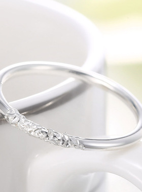 999手工情侣戒指女款白银纯银足银情侣对戒指环尾