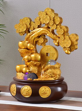 招财进宝流水摆件循环水装饰风水轮喷泉客厅办公室景观开业礼物