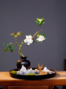 新中式古典花瓶微景观禅意桌面摆件客厅玄关茶室电视柜家居装饰品