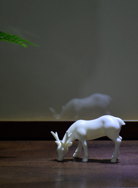 陶瓷唐仕女鹿迷你工艺p品中式中国风房间卧室床头柜装饰品茶宠摆