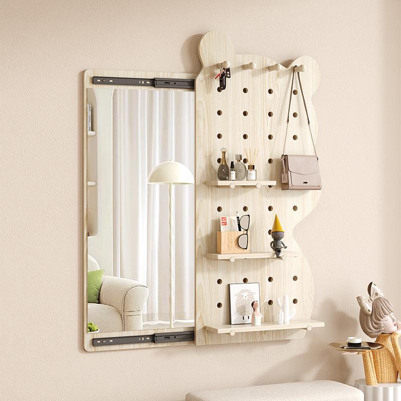 Perforated board hidden sliding mirror slimming whole body wall-mounted fitting without punching home living room entrance wall dressing mirror
