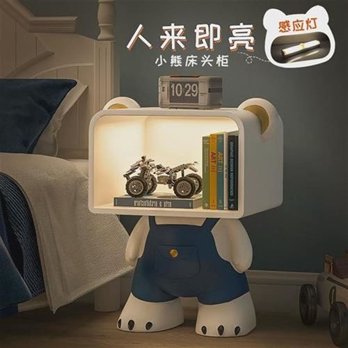 床头柜卡通儿童房男孩卧室现代简约一体小柜子收纳床头边几置物架 - 图2