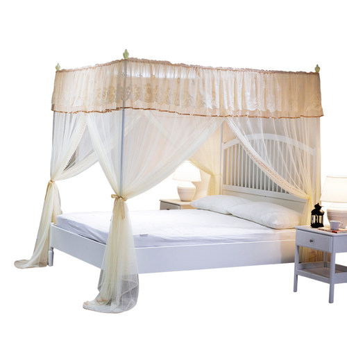 加密蚊帐公主风1.2米1.8m床家用老式2米1.5m床三开门帐子2.0x2.2 - 图0