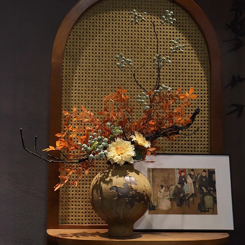 新中式禅意陶瓷花瓶民宿宋代美学酒店桌面玄关侘寂风插花装饰摆件,淘宝优惠券,粉丝福利购,淘宝优惠卷