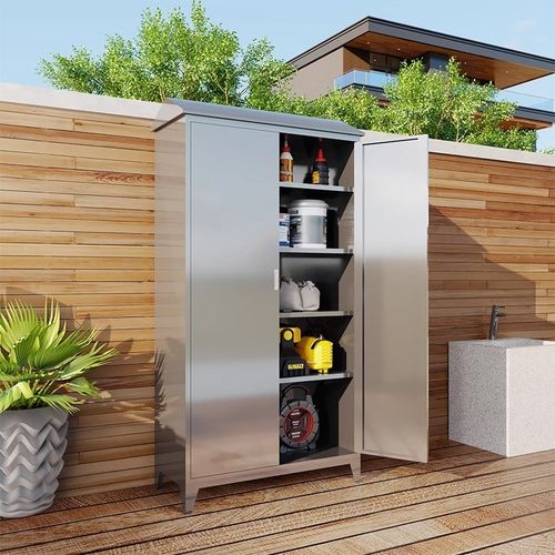 304不锈钢户外储物柜花园庭院室外阳台收纳家用工具柜子带锁定做 - 图3