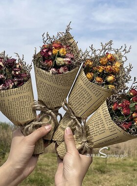 玫瑰迷你干花小花束 包装送人拍照道具送闺蜜男女朋友520七夕礼物