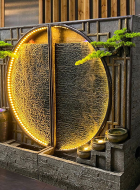 大假山流水摆件落地喷泉鱼池欧式水幕墙阳台客厅别墅花园庭院景观