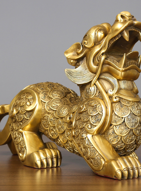 铜貔貅摆件一对黄铜貔恘貔犰皮丘家居客厅办公室开业工艺装饰礼品